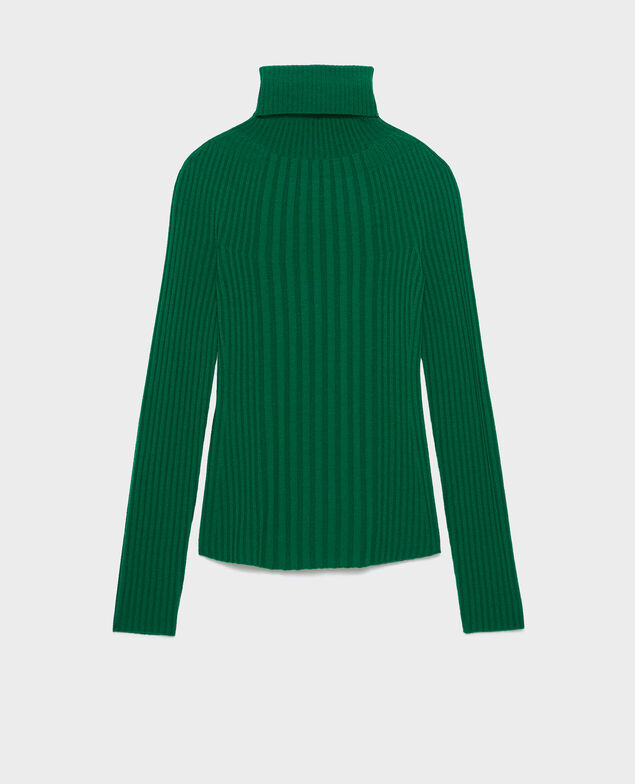 Merino wool blend roll neck jumper