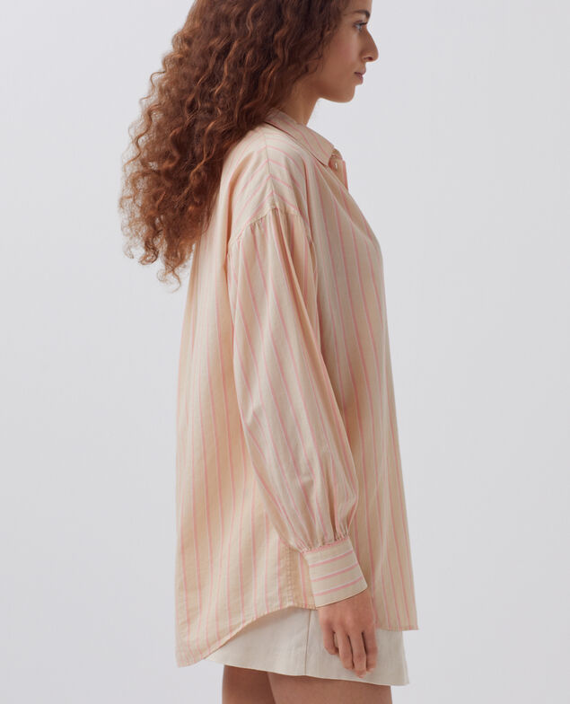 Cotton tunic shirt 0470 apricot stripe 3ssh283c21