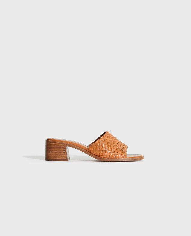 Leather heeled sandals 31 beige