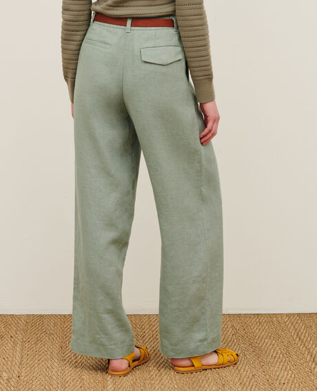 YVONNE - Wide linen trousers 07 gray 2spa396f03