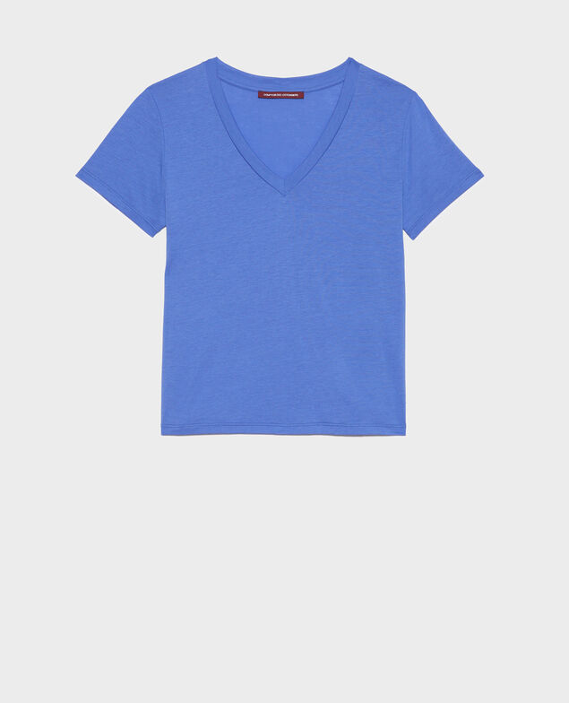 LÉA - Loose V-neck t-shirt 62 blue