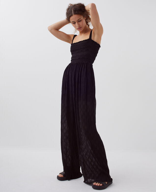 Silky smock jumpsuit H091 black beauty