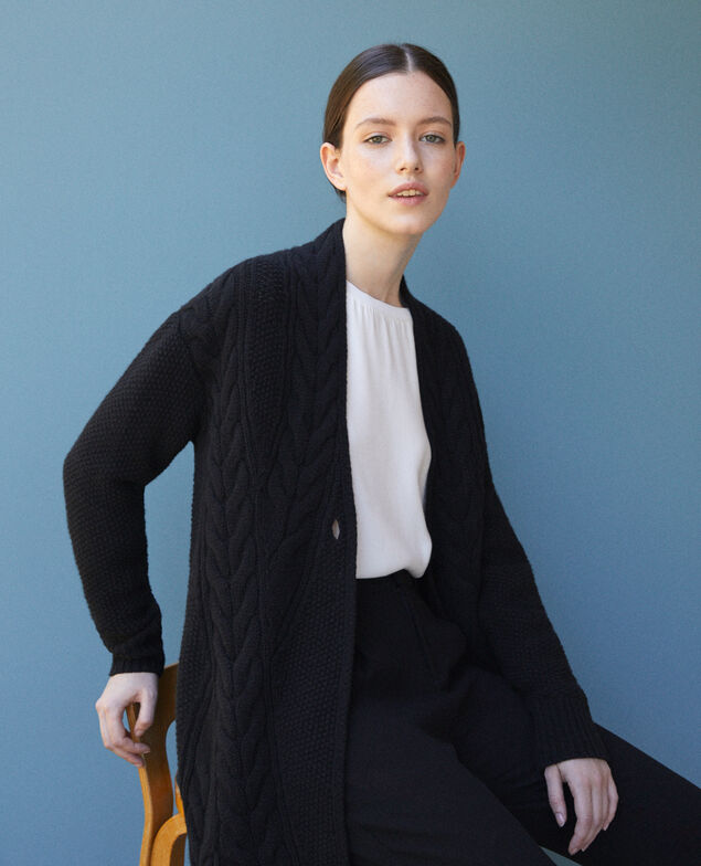 Cardigan with braiding details Black