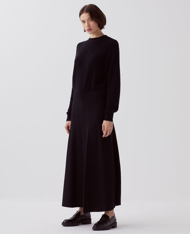 Merino wool maxi skirt H091 black beauty