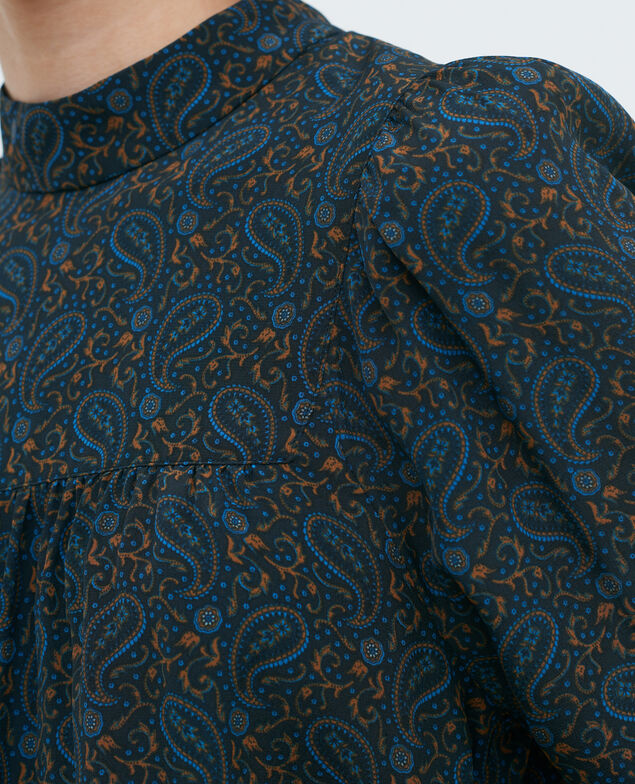 Silk ruffle top 6008c paisley blue