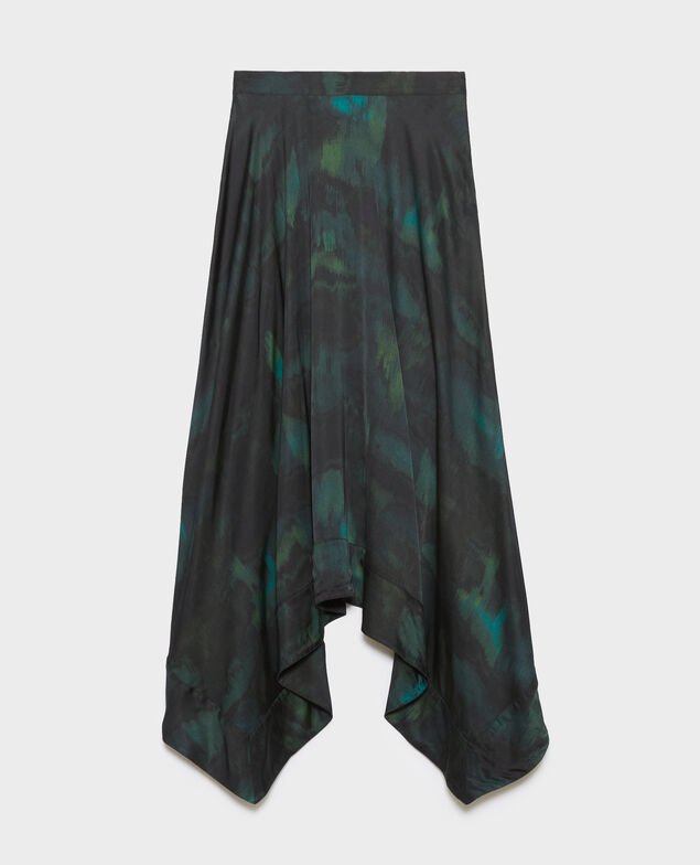 Silky maxi skirt A581 print bolero green 3wsk075v23