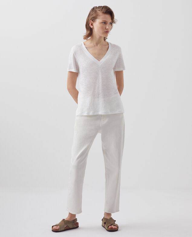 SARAH - Linen V-neck t-shirt