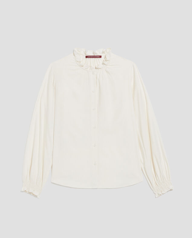 Ruffle neck blouse I012 papyrus creme