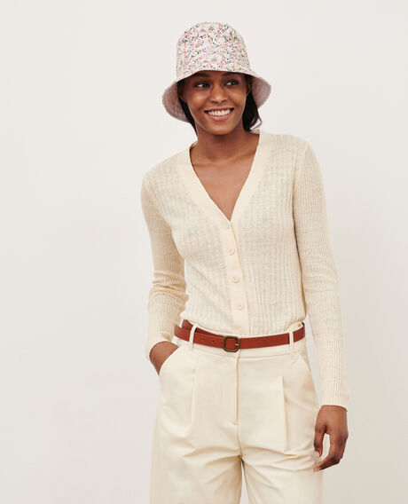 Linen cardigan 0010 buttercream 3sca115l01