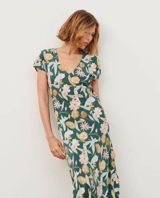 Silky long dress 0331 KAKI AUBEPINE