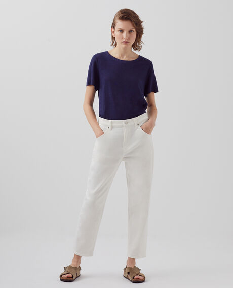 AMANDINE - linen round neck t-shirt 68 blue 2ste055f05