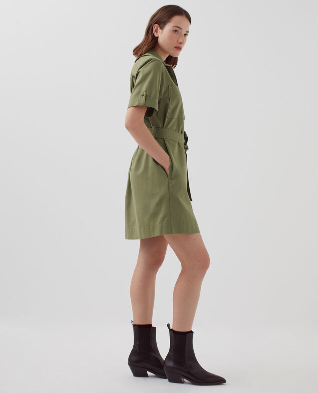 Zip-up cargo dress I560 covert green
