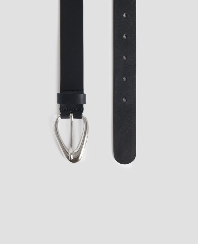 Leather belt H091 black beauty