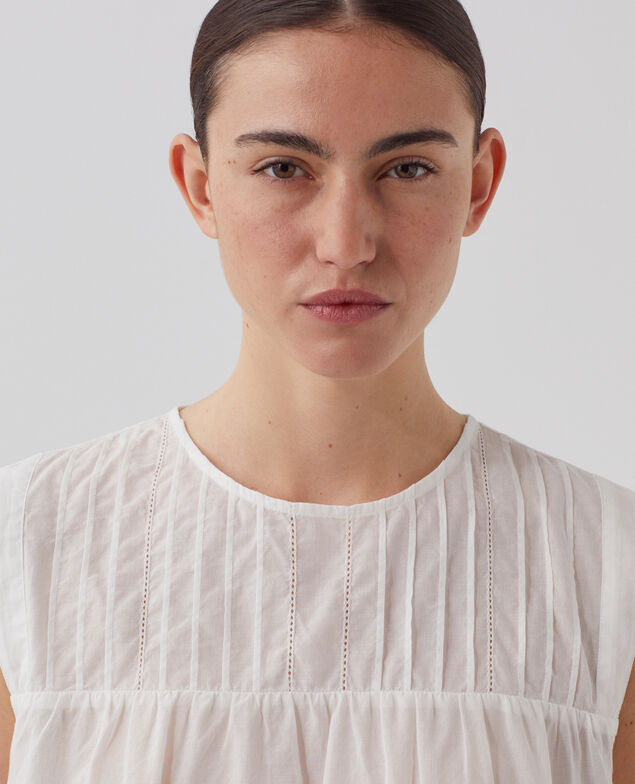 Cotton voile sleeveless top H013 gardenia