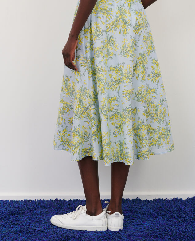 Floral cotton voile skirt 93 print blue