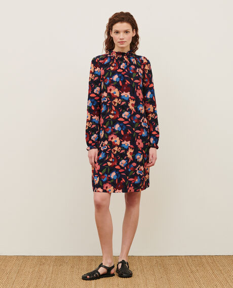 AGLAE - Silky printed dress 8858 69 navy print 2wdr229v02