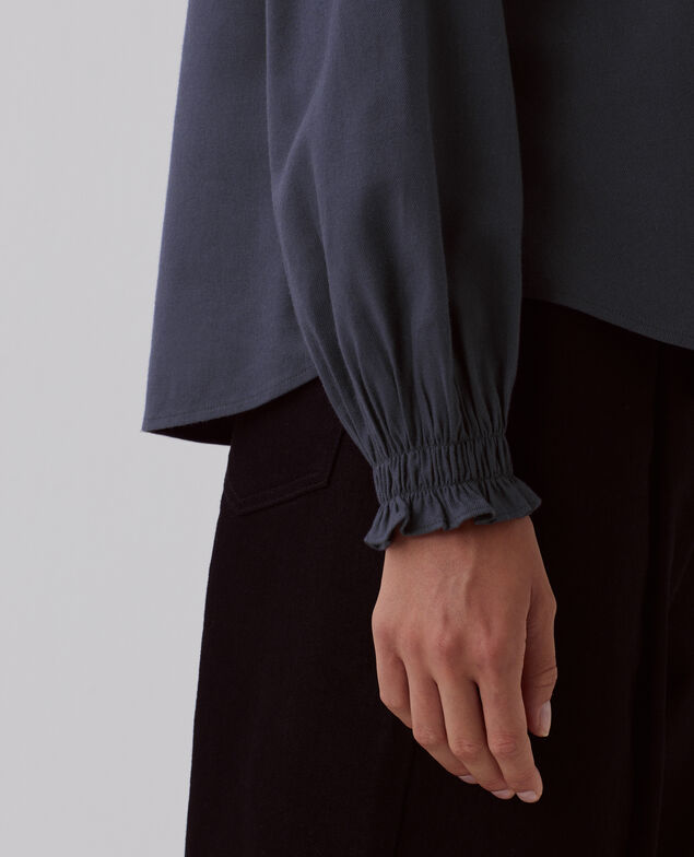 Ruffle neck blouse I083 odyssey gray