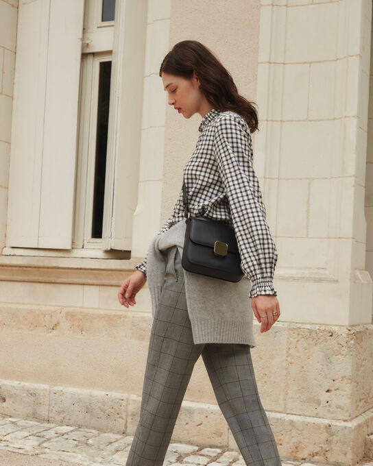 Blouse in mixed cotton A093 BLACK CHECK