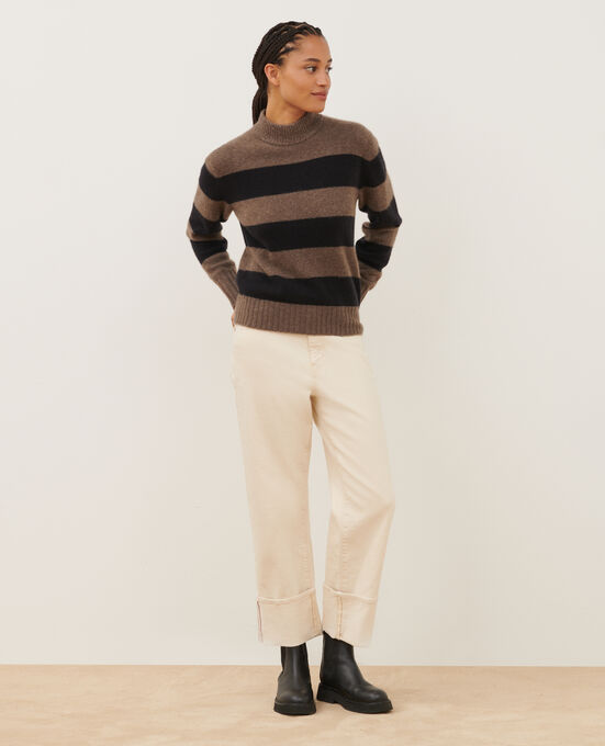 Cashmere jumper A351 LT BROWN STRIPE