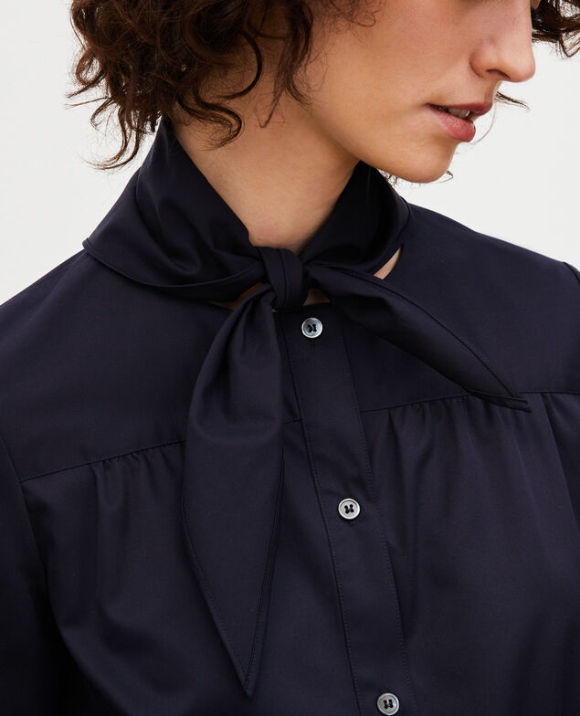  Cotton blouse with removable neck tie Night sky