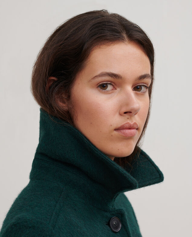 Straight coat in textured wool