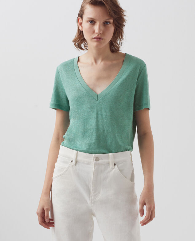 SARAH - Linen V-neck t-shirt