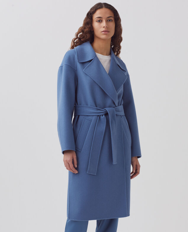 Double-faced wool and cashmere pea coat