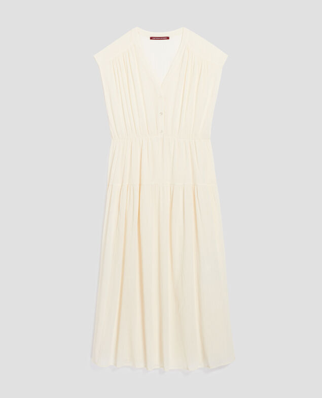 Pleated cotton maxi dress