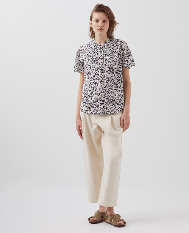 Short-sleeve silky blouse