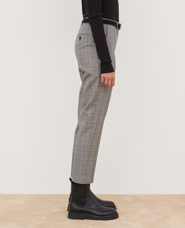 MARGUERITE - Wool cigarette trousers A030 grey check 3wpa107w04