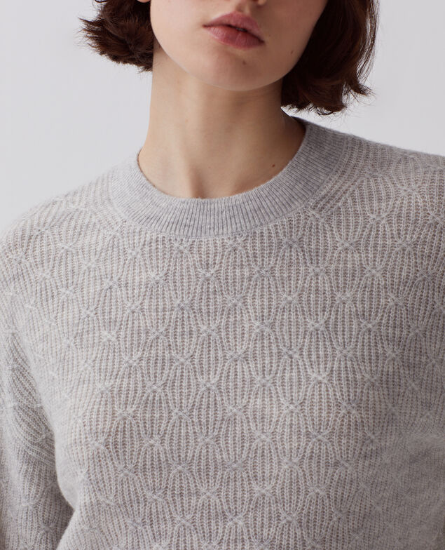 Jumper with decorative stitching I022 light gray