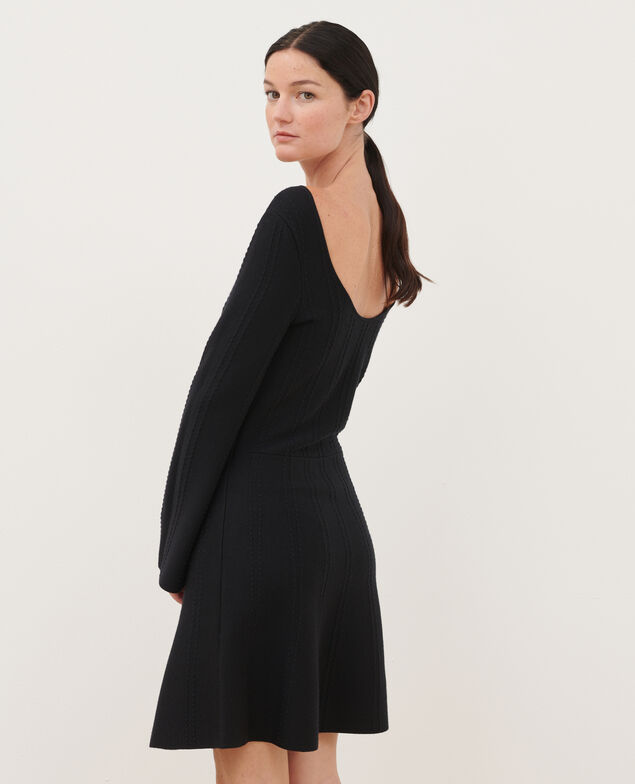 Merino wool mini dress A092 black knit