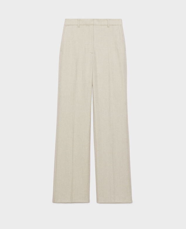 BLANDINE - Flannel straight trousers 8838 40 cream 2wpa037w17