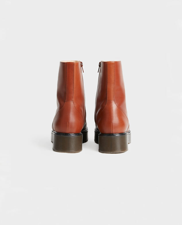 Leather wedge boots Brandy brown