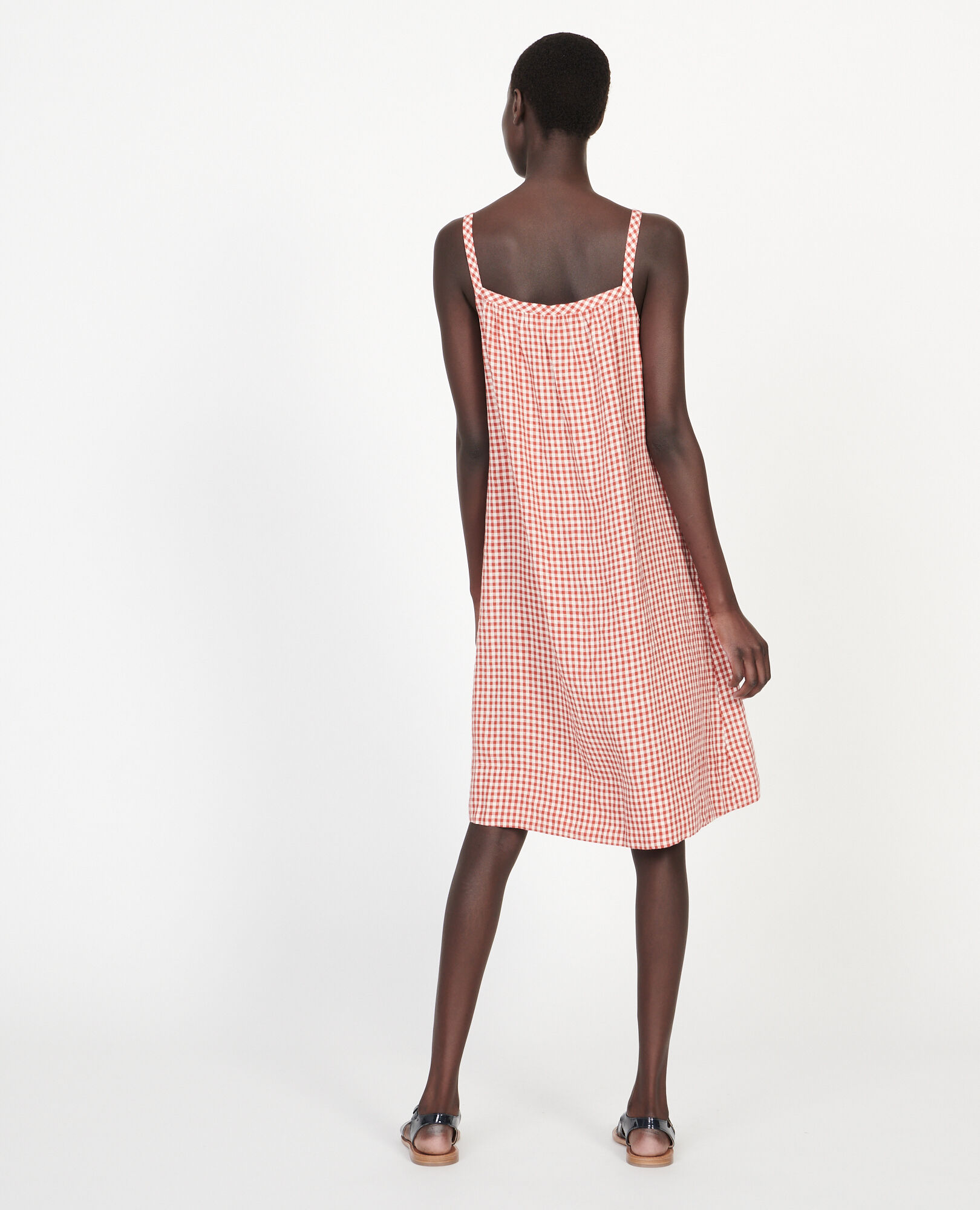 Cotton dress vichy ketchup buttercream - Comptoir des Cotonniers
