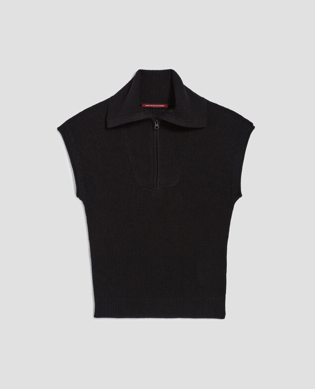 Half-zip sleeveless linen jumper H091 black beauty