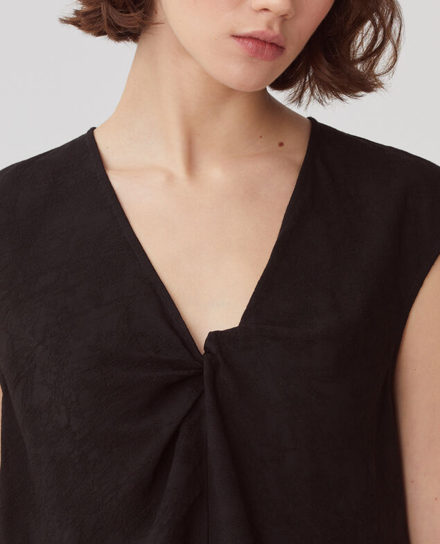Loose cable knit vest top H091 black beauty