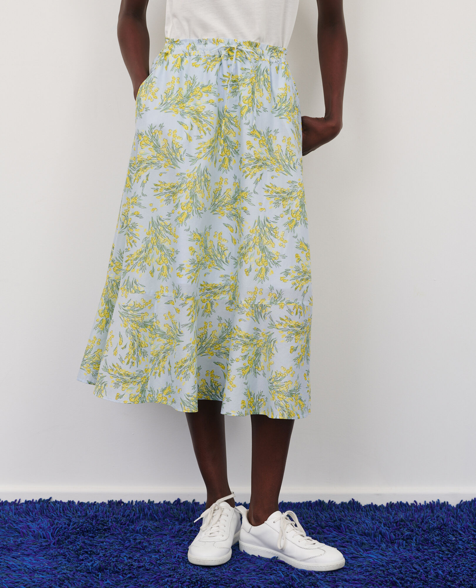 Floral cotton voile skirt 93 print blue 2ssk250c01