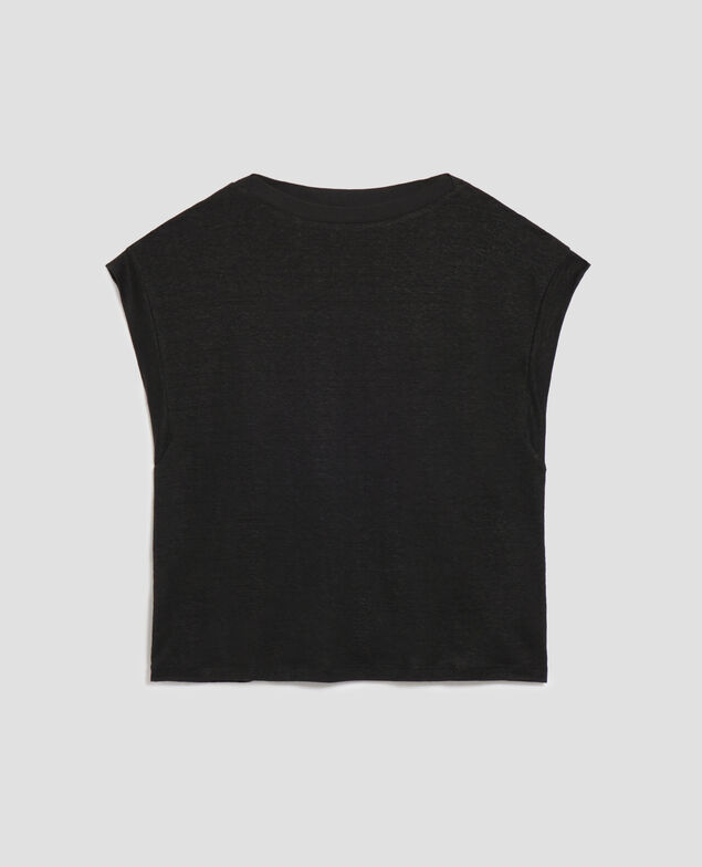 KARO - Boxy linen t-shirt H091 black beauty