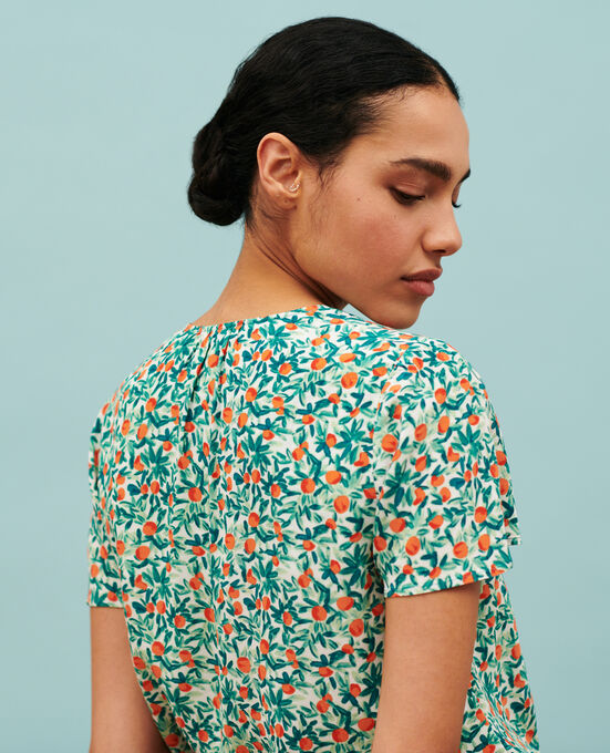 Silky printed blouse 0221 ZEST WHITE