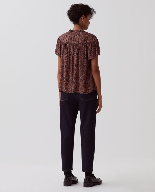 Short-sleeve Fluid blouse I480 leo brown