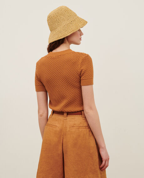 Short-sleeve cotton jumper 0320 almond brown 3sju106c09