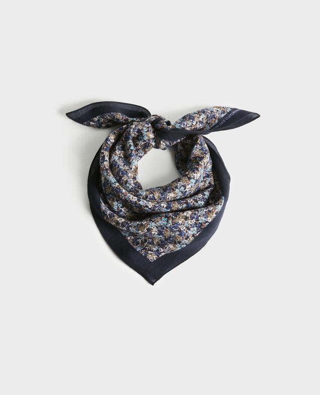 Printed wool scarf Stone blue