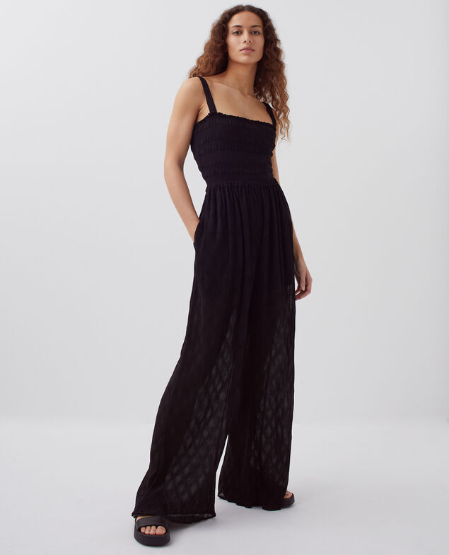 Silky smock jumpsuit H091 black beauty