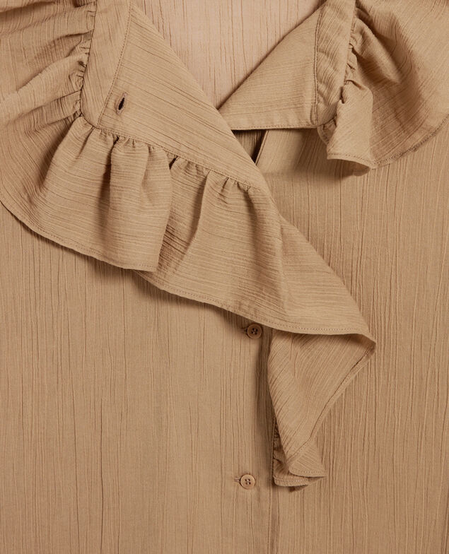 Frilly pleated cotton blouse H330 tiger's eye