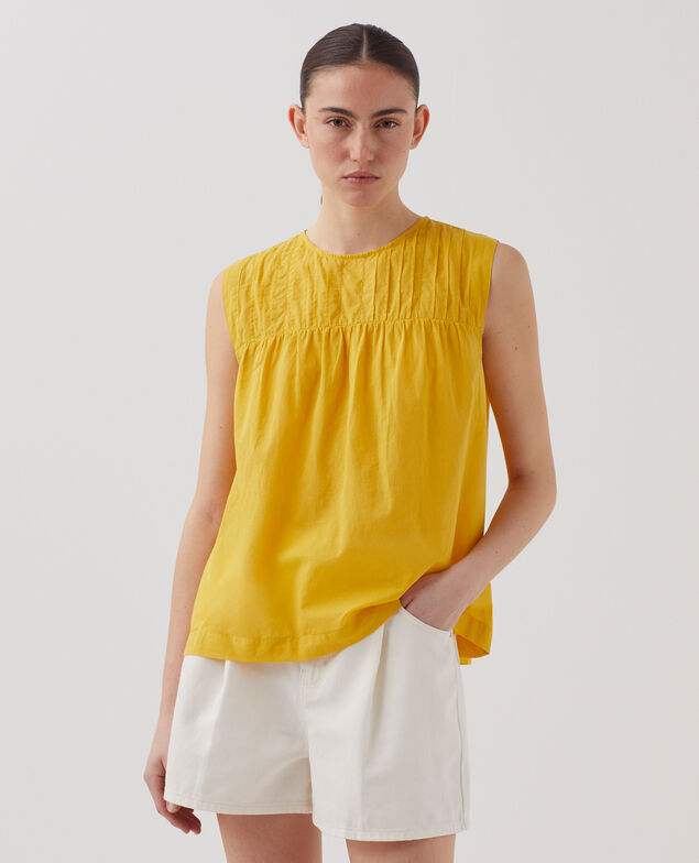 Cotton voile sleeveless top J450 ceylon yellow