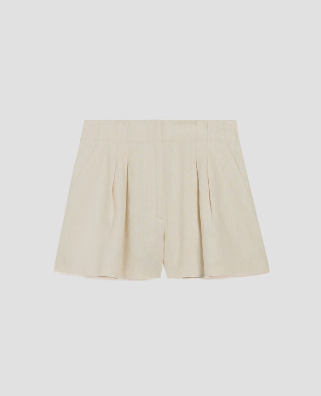Pleated linen shorts H303 white swan