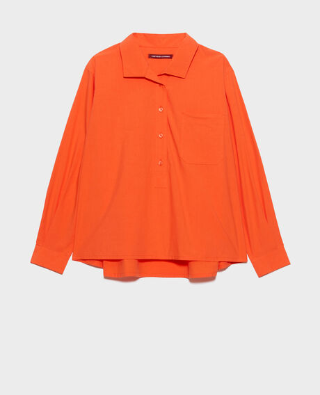 Loose cotton kaftan shirt 0250 tiger lily orange 3sbl018c12
