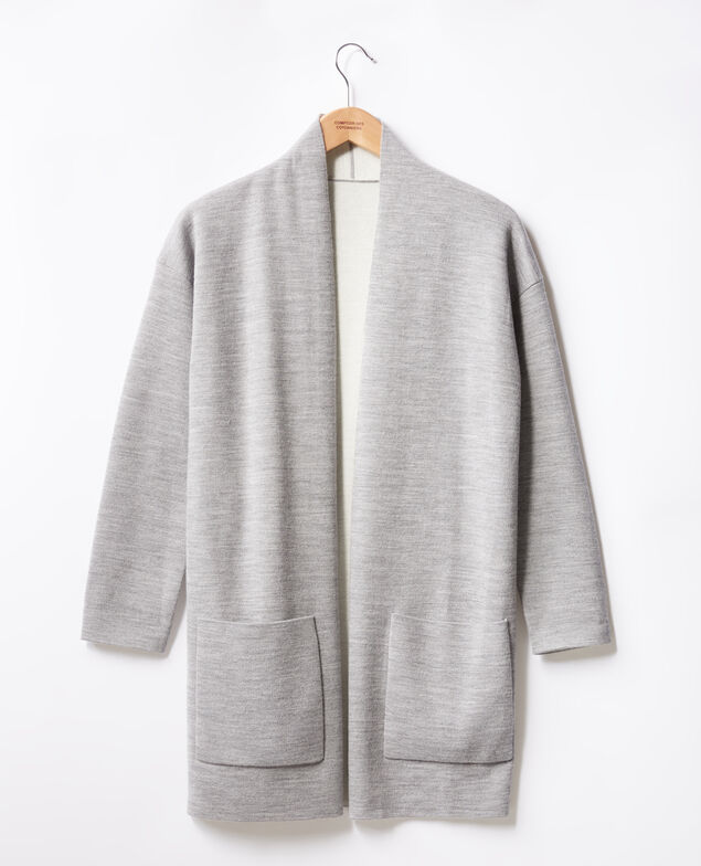 Reversible wool cardigan  Cement/off white