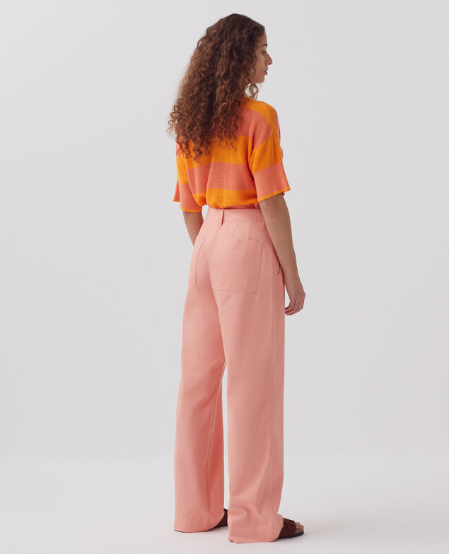 BLANDINE - Straight trousers H100 coral almond